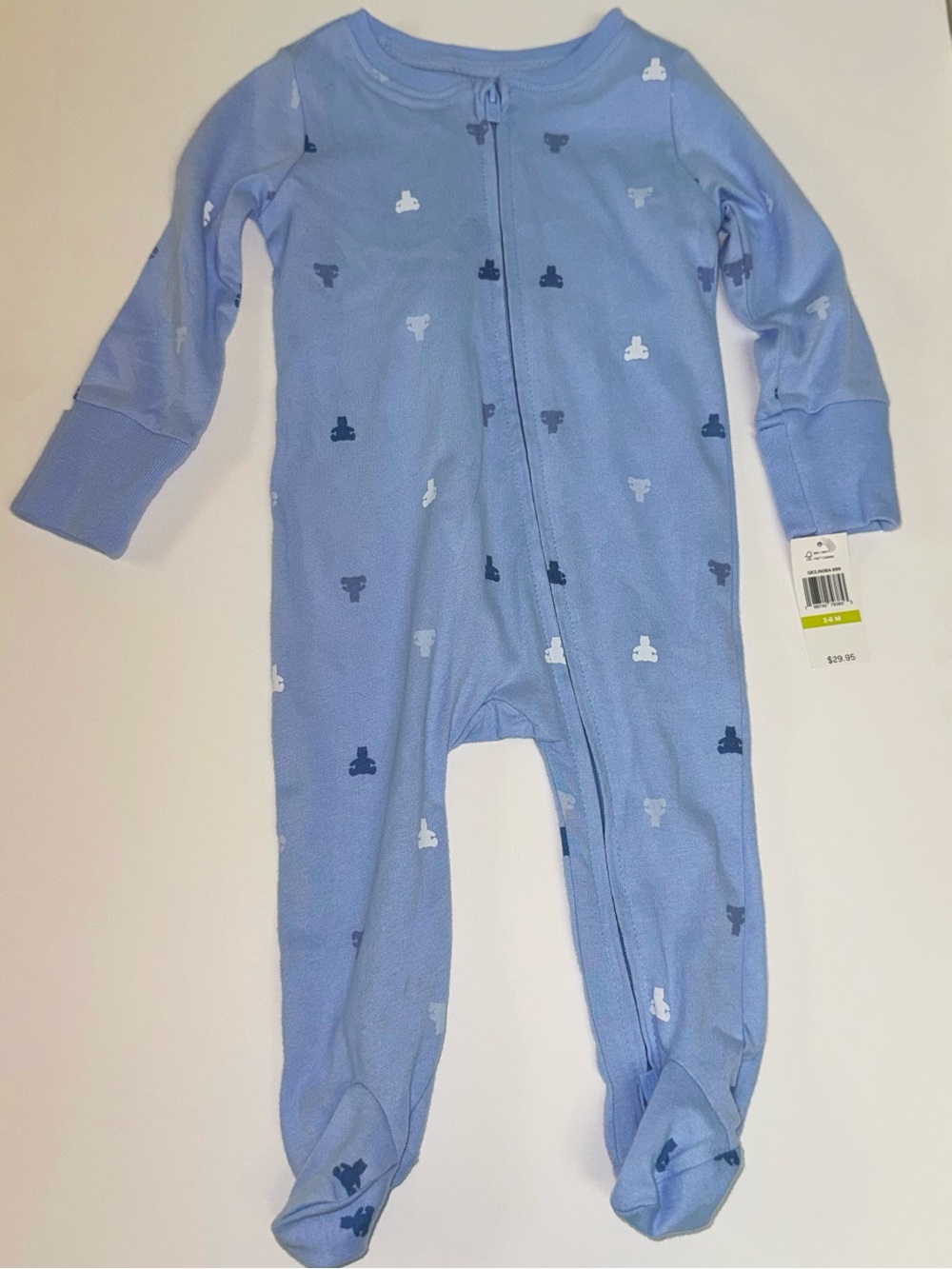 GAP Light Blue Footed One-Piece Pajama with Teddy Print